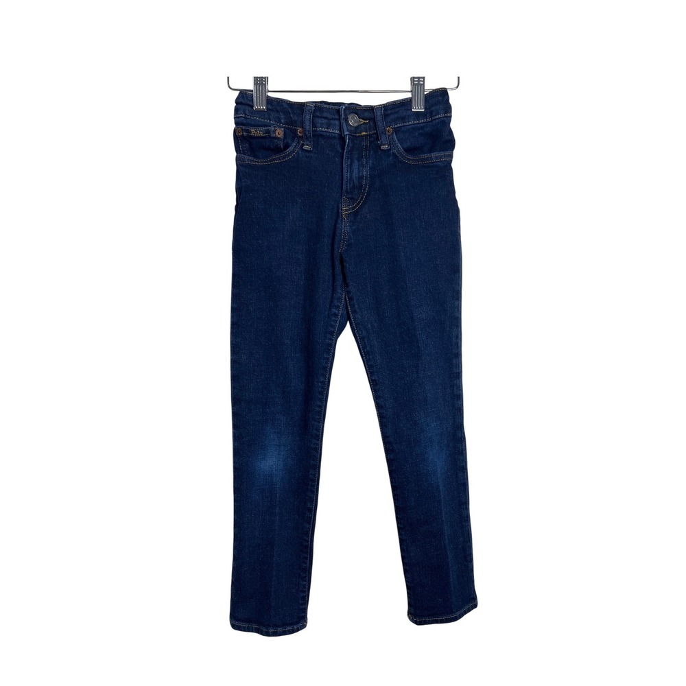 Polo Ralph Lauren Hampton Straight Jeans Girls Size 8 Dark Wash Denim Pants F01